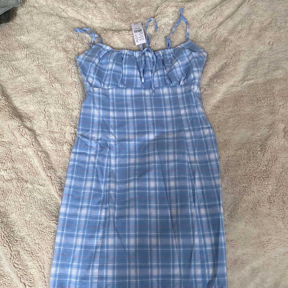Brandy Melville Blue and White Plaid Dress
